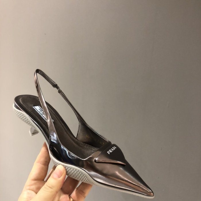 Prada Womens Shoes Leather Slingback Pumps
