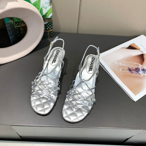 Chanel Womens Shoes Sandals Laminated Lambskin