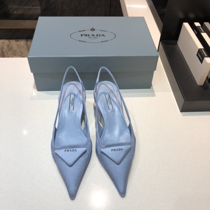 Prada Womens Shoes Nylon Gabardine Slingback Pumps