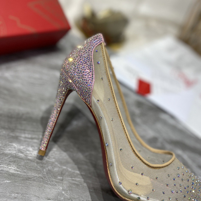 Christian Louboutin Womens Shoes Follies Strass High Heels Shoes Pumps 10CM