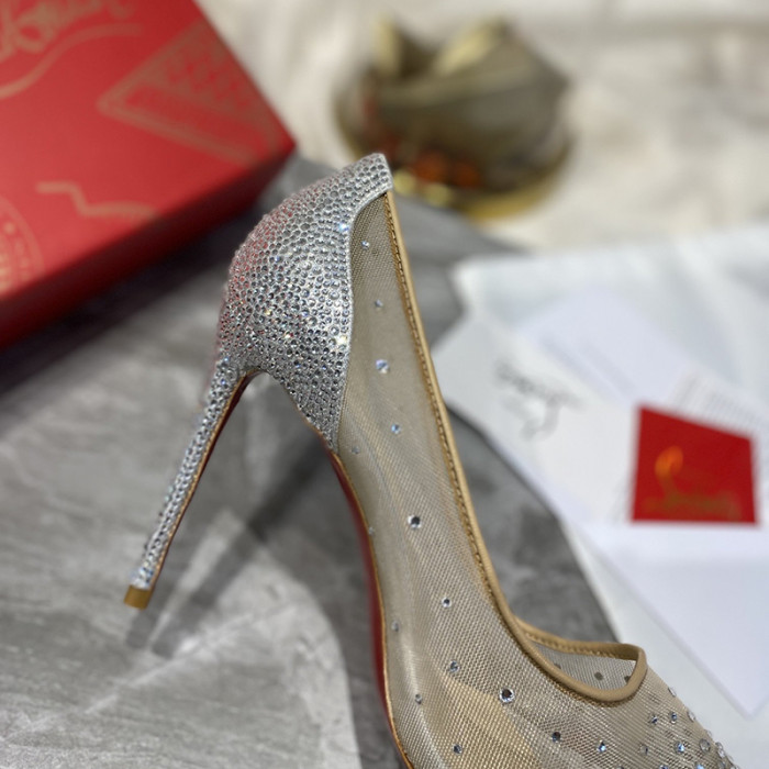 Christian Louboutin Womens Shoes Follies Strass High Heels Shoes Pumps 10CM