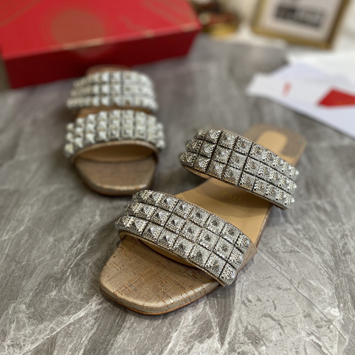 Christian Louboutin Womens Shoes Flat Mule Slide Sandal