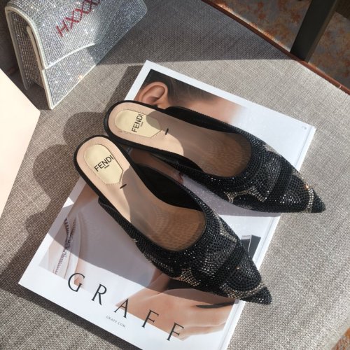 Fendi Womens Shoes Flat Mules