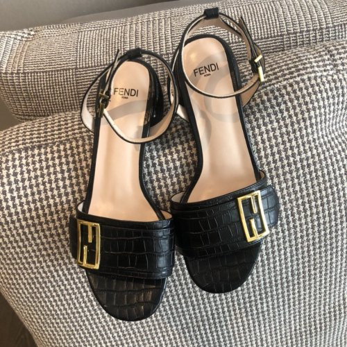 Fendi Womens Shoes Black Leather Sandals 8X7091TC3F0QA1