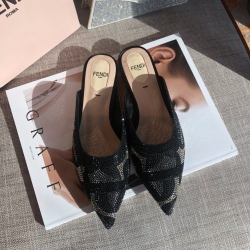 Fendi Womens Shoes Flat Mules