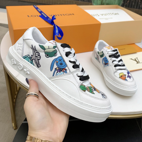 Louis Vuitton Men Shoes Sports Sneakers Luxury Brand LV OLLIE SNEAKER 1A8QBQ White Monogram-embossed grained calf leather and textile with Original Box