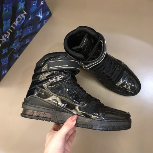 Louis Vuitton Men Shoes Fashion Design Luxury Brand Sports LV Trainer SNEAKER Boots Black Transparent material with Original Box