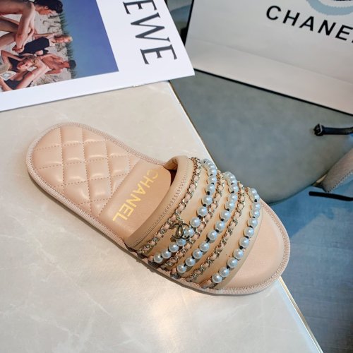 Chanel Womens Shoes Leather Pearls Mules