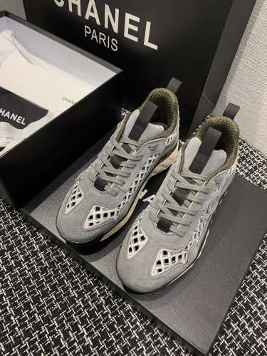 Chanel Men Womens Shoes Sneakers Suede Calfskin & Embroidery Luxury Brand Unisex Design Running Sneakers with Original Box