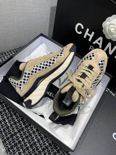 Chanel Men Womens Shoes Sneakers Suede Calfskin & Embroidery Luxury Brand Unisex Design Running Sneakers with Original Box