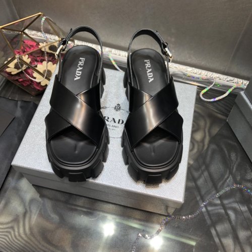 Prada Womens Shoes Monolith Brushed Leather Sandals 1X526M_055_F0002_F_D055