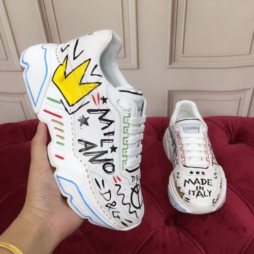 Dolce & Gabbana Womens Shoes Hand-painted Calfskin Nappa Daymaster Sneakers
