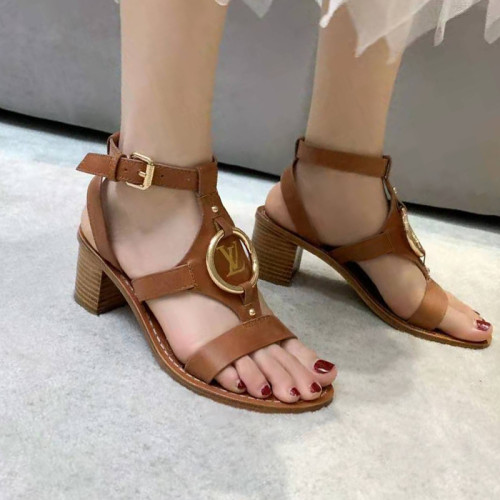 Louis Vuitton Womens Shoes Sandals Luxury Brand Genuine Leather Design FARO SANDAL Cognac Brown 1A8N6J with Original Box