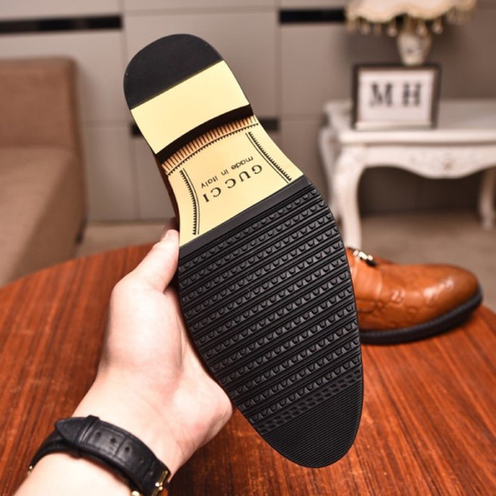 Gucci Mens Shoes Leather Design Luxury Brand Business Dress Shoes for Men with Original Box
