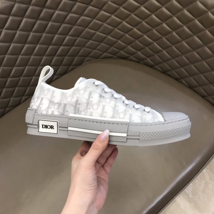 Dior Women Shoes Casual Luxury Brand B23 Low-Top Sneaker Reflective Gray Dior Oblique Canvas 3SN249YNT_H068