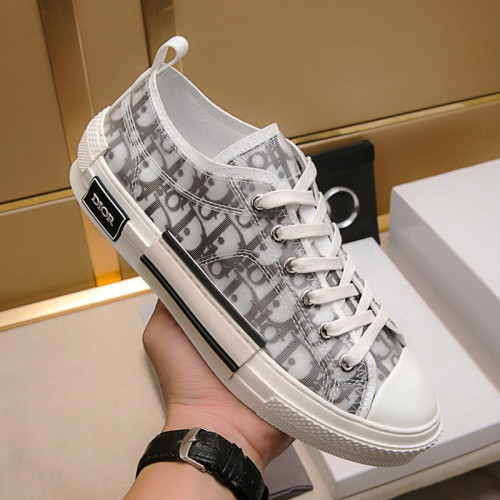 Dior Women Shoes Fashion Sneaker B23 LOW-TOP SNEAKER White And Black Dior Oblique Canvas