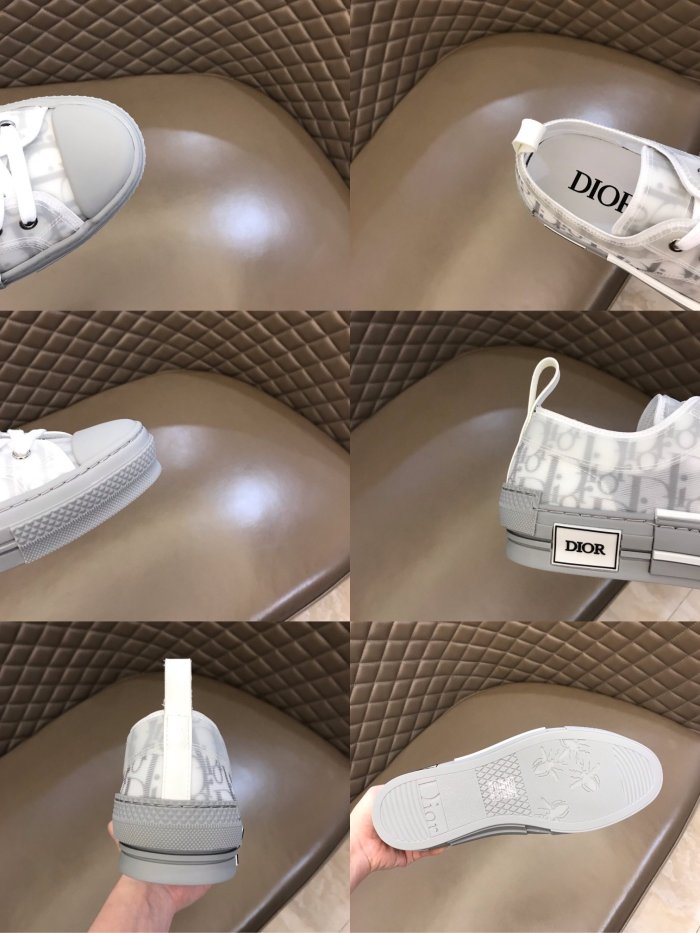 Dior Women Shoes Casual Luxury Brand B23 Low-Top Sneaker Reflective Gray Dior Oblique Canvas 3SN249YNT_H068