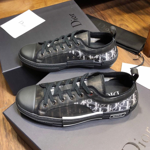 Dior Women Shoes Fashion Sneaker B23 Low-Top Sneaker Black And White Dior Oblique Canvas With Black Calfskin