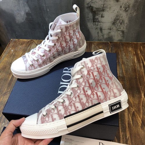 Dior Women Shoes B23 HIGH-TOP SNEAKER Red And White Dior Oblique Canvas 3SH118YNT_H360