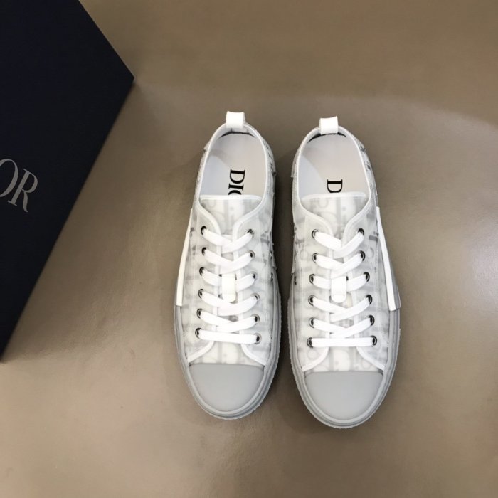 Dior Women Shoes Casual Luxury Brand B23 Low-Top Sneaker Reflective Gray Dior Oblique Canvas 3SN249YNT_H068