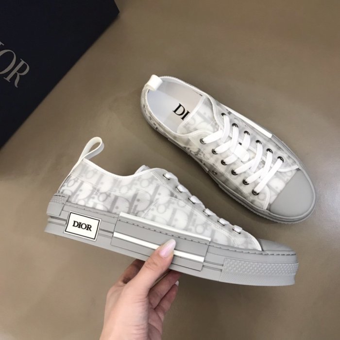 Dior Women Shoes Casual Luxury Brand B23 Low-Top Sneaker Reflective Gray Dior Oblique Canvas 3SN249YNT_H068