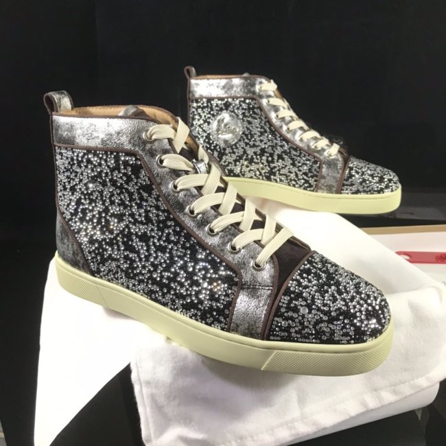 Christian Louboutin Mens Shoes Luxury Brand Red Bottom Design Louis Junior Spikes Flat with Original Box CL sneakers