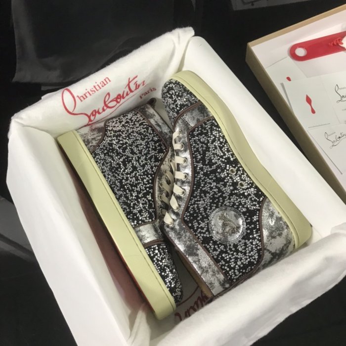Christian Louboutin Mens Shoes Luxury Brand Red Bottom Design Louis Junior Spikes Flat with Original Box CL sneakers