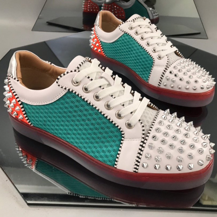 Christian Louboutin Mens Shoes Luxury Brand Red Bottom Design Louis Junior Spikes Flat with Original Box CL sneakers