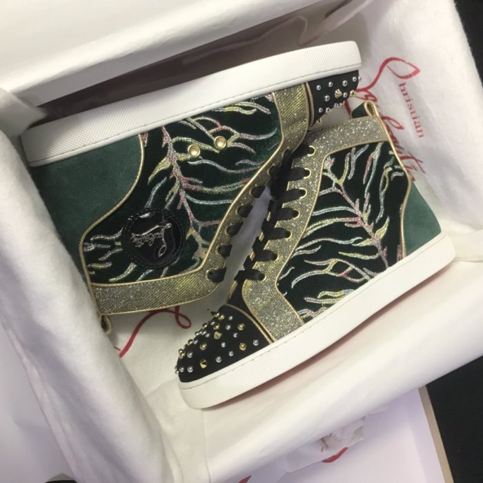 Christian Louboutin Mens Shoes Luxury Brand Red Bottom Design Louis Junior Spikes Flat with Original Box CL sneakers
