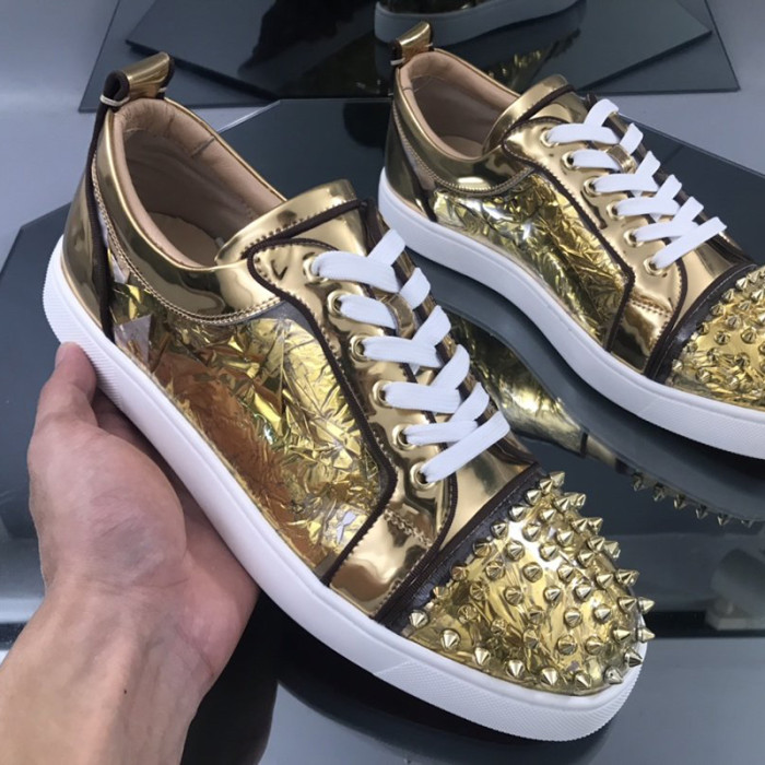 Christian Louboutin Mens Shoes Luxury Brand Red Bottom Design Louis Junior Spikes Flat with Original Box CL sneakers