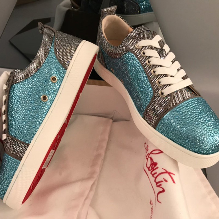 Christian Louboutin Mens Shoes Luxury Brand Red Bottom Design Louis Junior Spikes Flat with Original Box CL sneakers