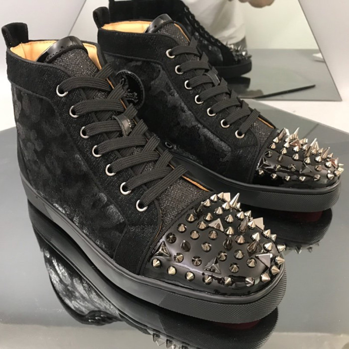 Christian Louboutin Mens Shoes Luxury Brand Red Bottom Design Louis Junior Spikes Flat with Original Box CL sneakers