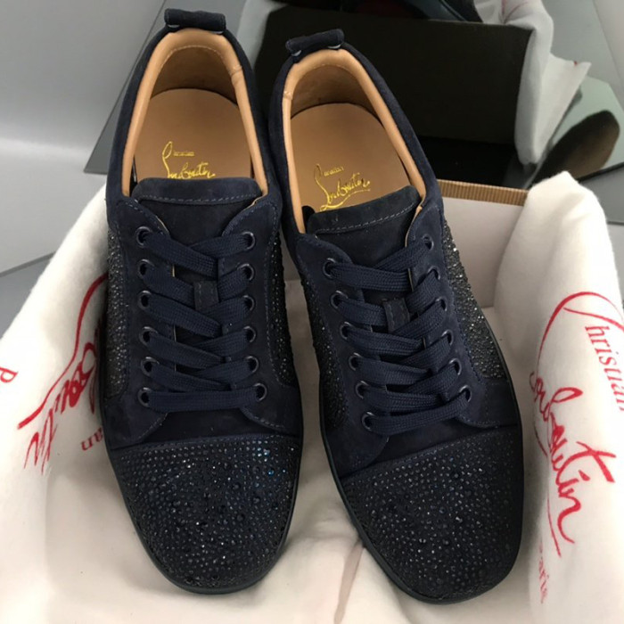 Christian Louboutin Mens Shoes Luxury Brand Red Bottom Design Louis Junior Spikes Flat with Original Box CL sneakers