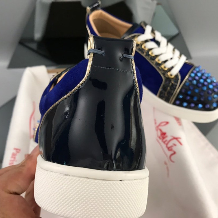 Christian Louboutin Mens Shoes Luxury Brand Red Bottom Design Louis Junior Spikes Flat with Original Box CL sneakers