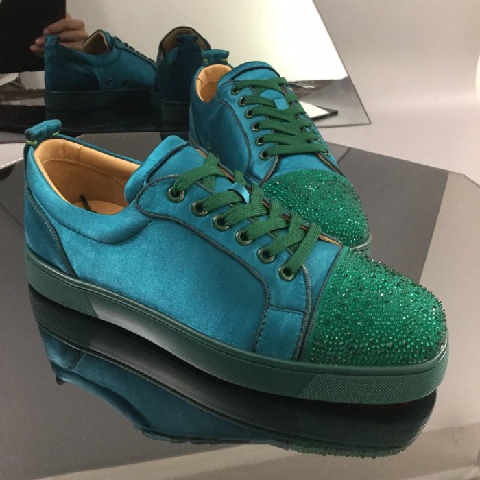 Christian Louboutin Mens Shoes Luxury Brand Red Bottom Design Louis Junior Spikes Flat with Original Box CL sneakers
