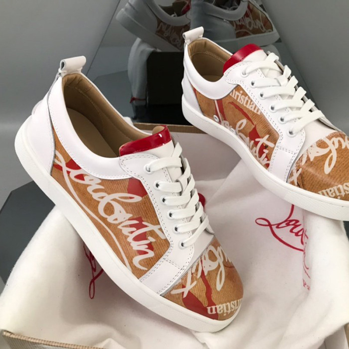 Christian Louboutin Mens Shoes Luxury Brand Red Bottom Design Louis Junior Spikes Flat with Original Box CL sneakers