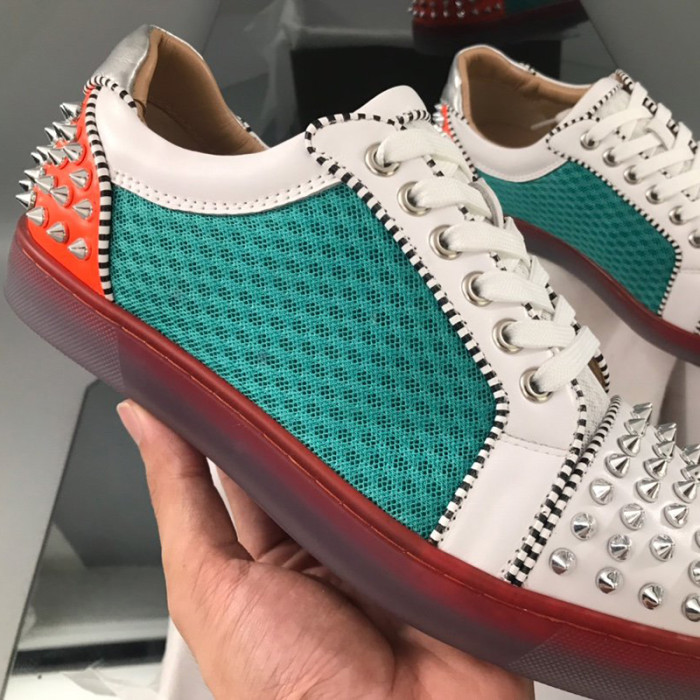 Christian Louboutin Mens Shoes Luxury Brand Red Bottom Design Louis Junior Spikes Flat with Original Box CL sneakers