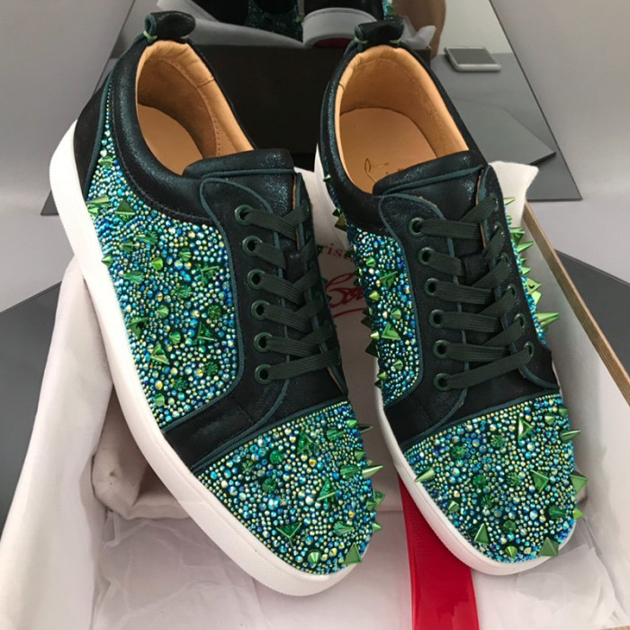 Christian Louboutin Mens Shoes Luxury Brand Red Bottom Design Louis Junior Spikes Flat with Original Box CL sneakers