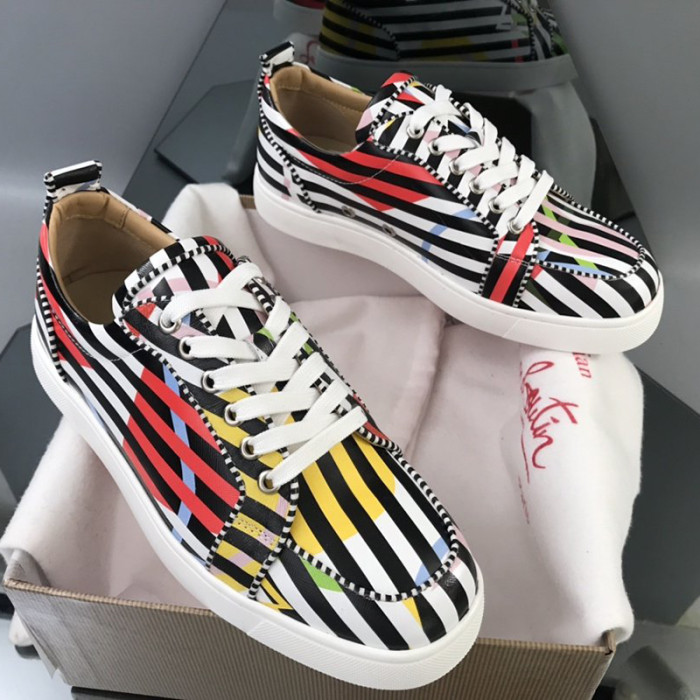 Christian Louboutin Mens Shoes Luxury Brand Red Bottom Design Louis Junior Spikes Flat with Original Box CL sneakers