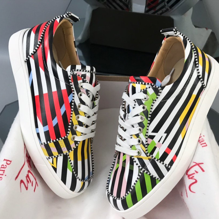 Christian Louboutin Mens Shoes Luxury Brand Red Bottom Design Louis Junior Spikes Flat with Original Box CL sneakers