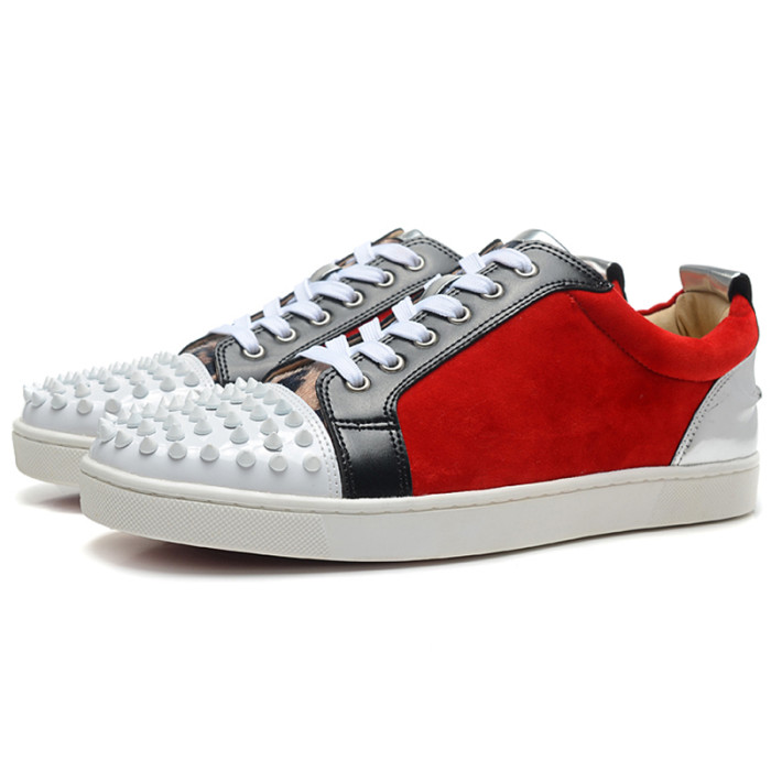 Christian Louboutin Mens Shoes Luxury Brand Red Bottom Design Louis Junior Spikes Flat with Original Box CL sneakers