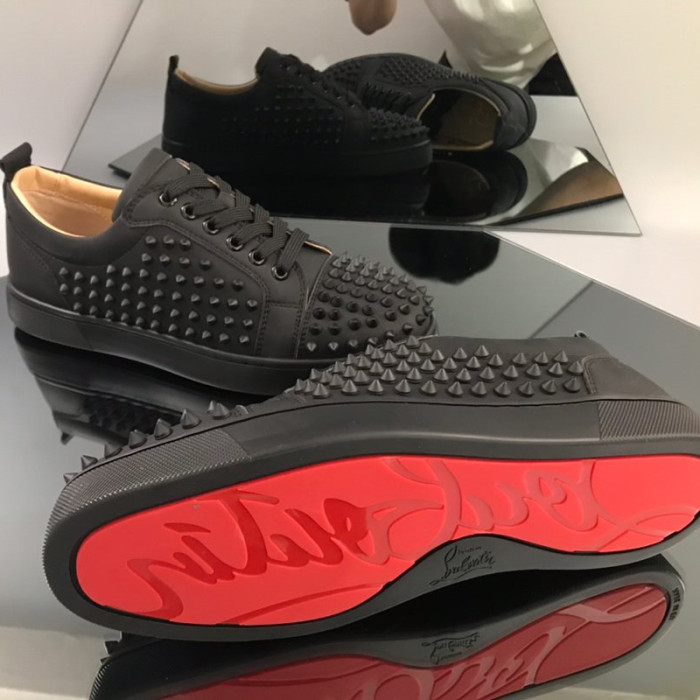 Christian Louboutin Mens Shoes Luxury Brand Red Bottom Design Louis Junior Spikes Flat with Original Box CL sneakers