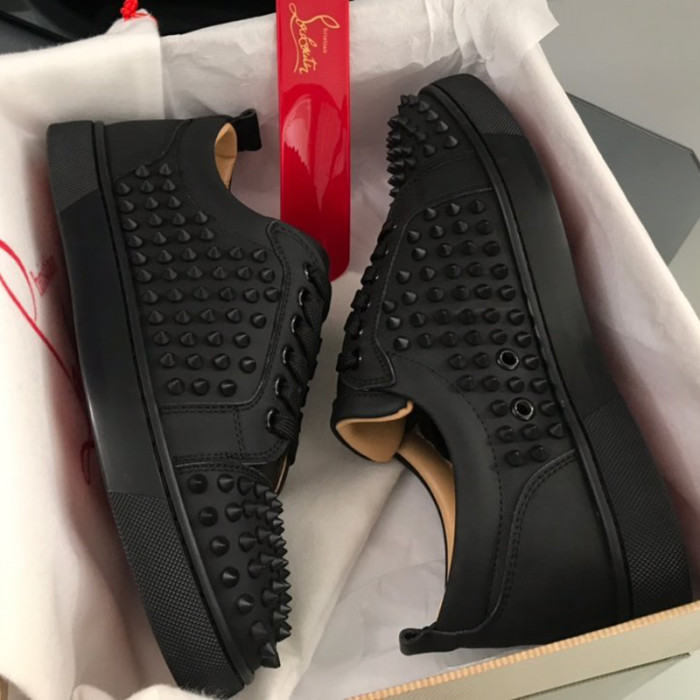 Christian Louboutin Mens Shoes Luxury Brand Red Bottom Design Louis Junior Spikes Flat with Original Box CL sneakers