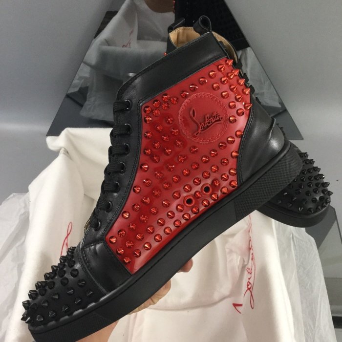 Christian Louboutin Mens Shoes Luxury Brand Red Bottom Design Louis Junior Spikes Flat with Original Box CL sneakers