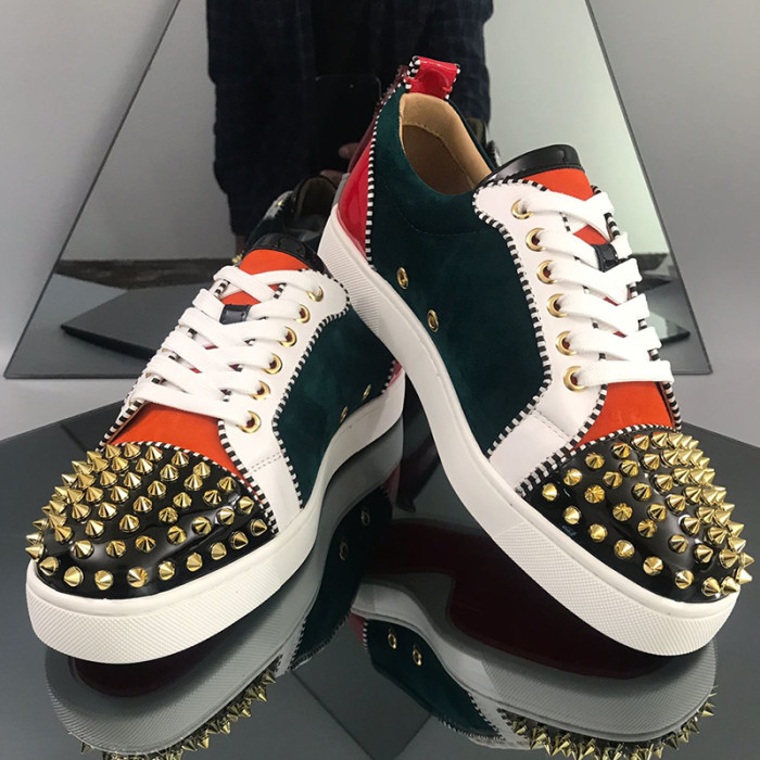 Christian Louboutin Mens Shoes Luxury Brand Red Bottom Design Louis Junior Spikes Flat with Original Box CL sneakers