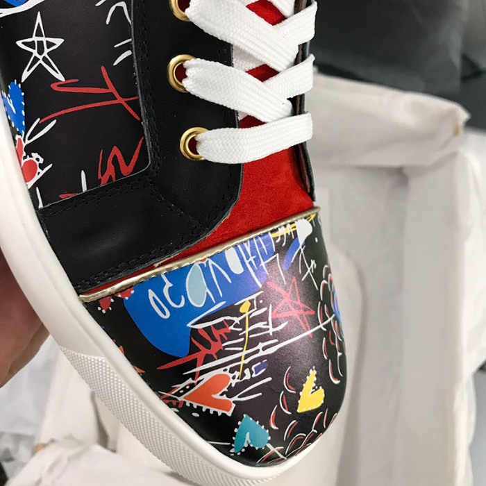 Christian Louboutin Mens Shoes Luxury Brand Red Bottom Design Louis Junior Spikes Flat with Original Box CL sneakers