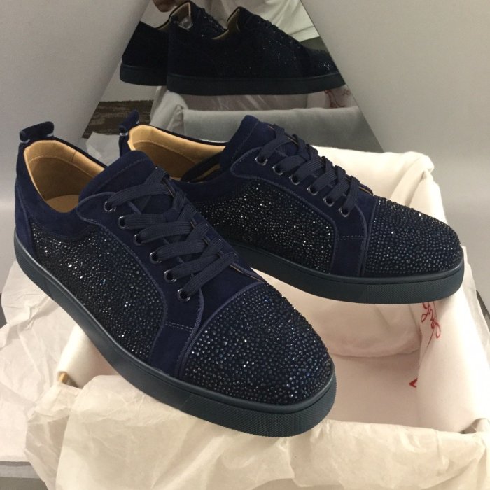 Christian Louboutin Mens Shoes Luxury Brand Red Bottom Design Louis Junior Spikes Flat with Original Box CL sneakers