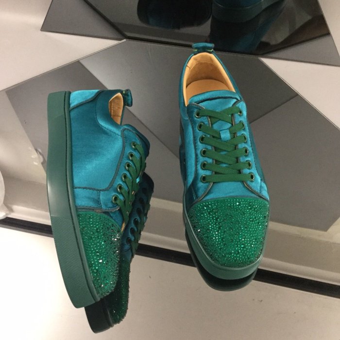 Christian Louboutin Mens Shoes Luxury Brand Red Bottom Design Louis Junior Spikes Flat with Original Box CL sneakers
