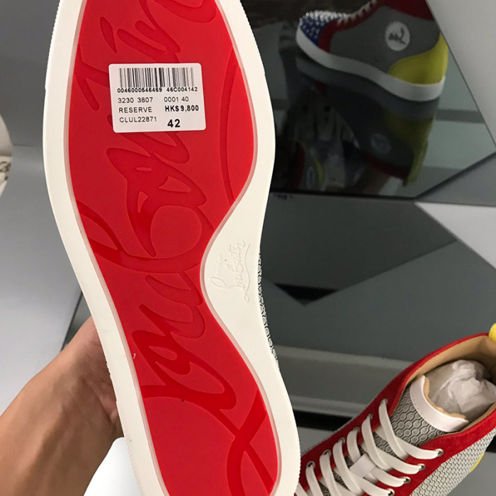Christian Louboutin Mens Shoes Luxury Brand Red Bottom Design Louis Junior Spikes Flat with Original Box CL sneakers