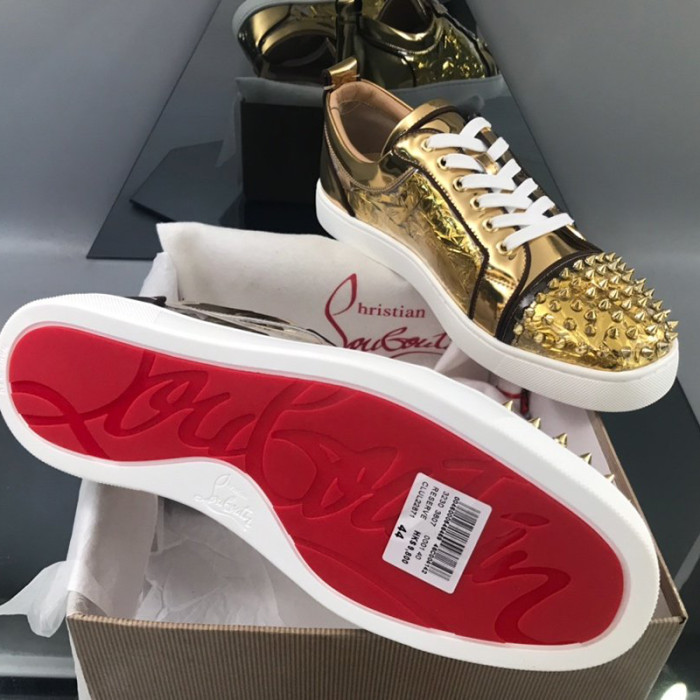 Christian Louboutin Mens Shoes Luxury Brand Red Bottom Design Louis Junior Spikes Flat with Original Box CL sneakers